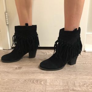 Suede fringe booties